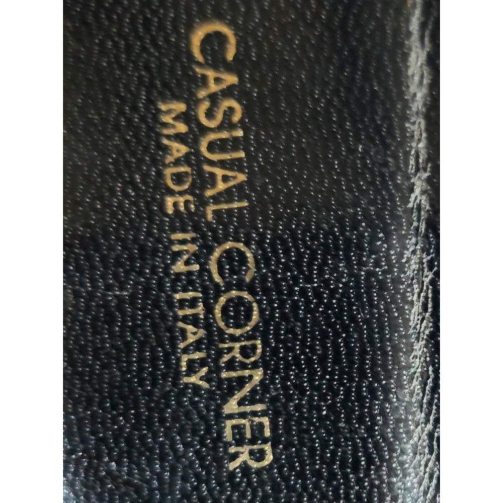 CASUAL CORNER BLACK LEATHER ANKLE STRAP HEELS MADE IN ITALY - Picture 7 of 11